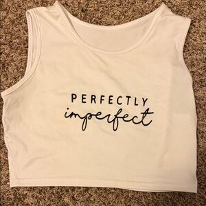 Chic White Crop Top with Graphic Design